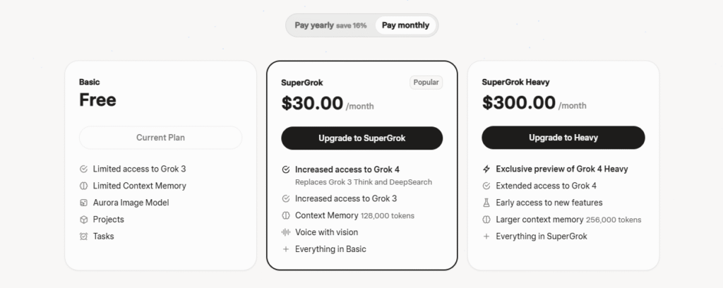 grok ai's grok 4 price plane